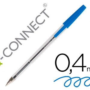 Bolígrafo Transparente Q-Connect Azul